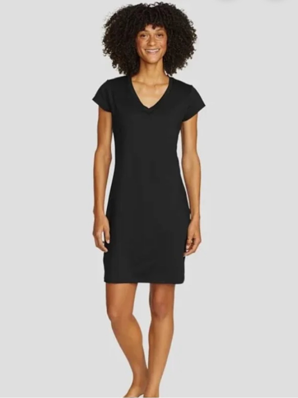 Eddie Bauer aster v neck short sleeve black dress NEW NWT size XS